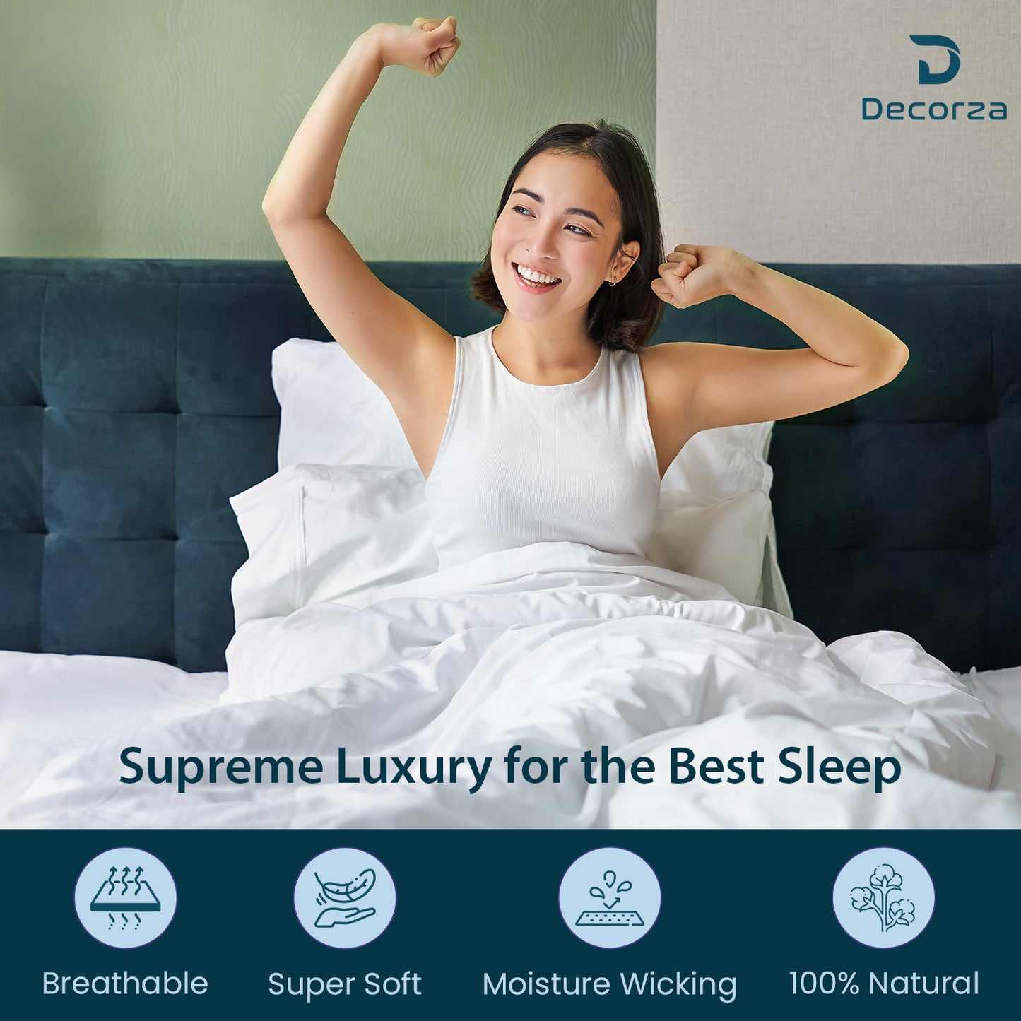 400TC 100% Organic Cotton 1pc Fitted Sheet 18" Deep Pocket