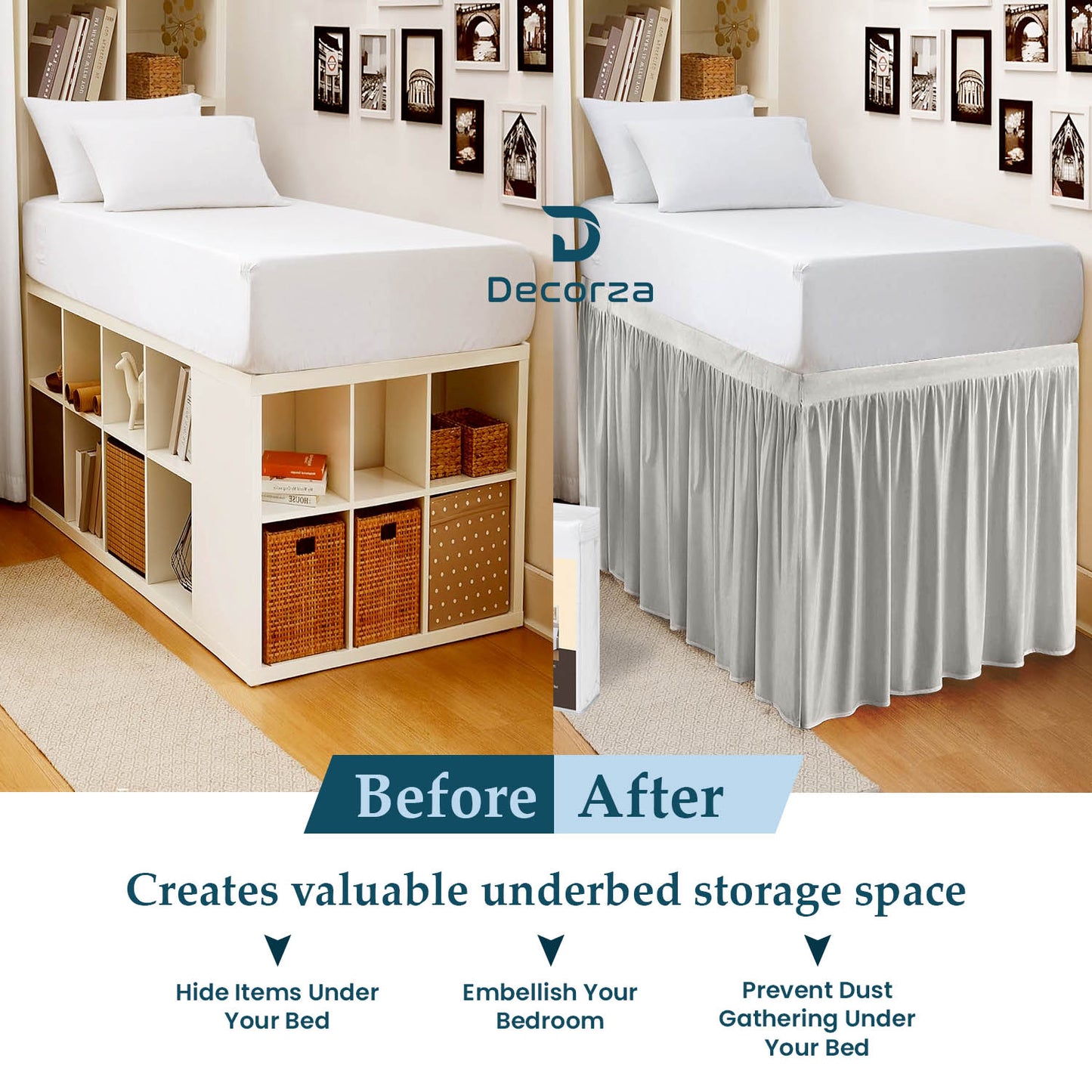 Premium Brushed Microfiber College Dorm 1pc Bedskirt All Drop/Size