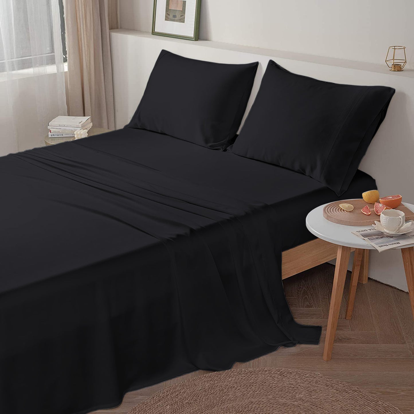 400TC 100% Organic Cotton 3pc Flat Sheet All Size/Colors ( 1 Flat & 2 Pillowcases )