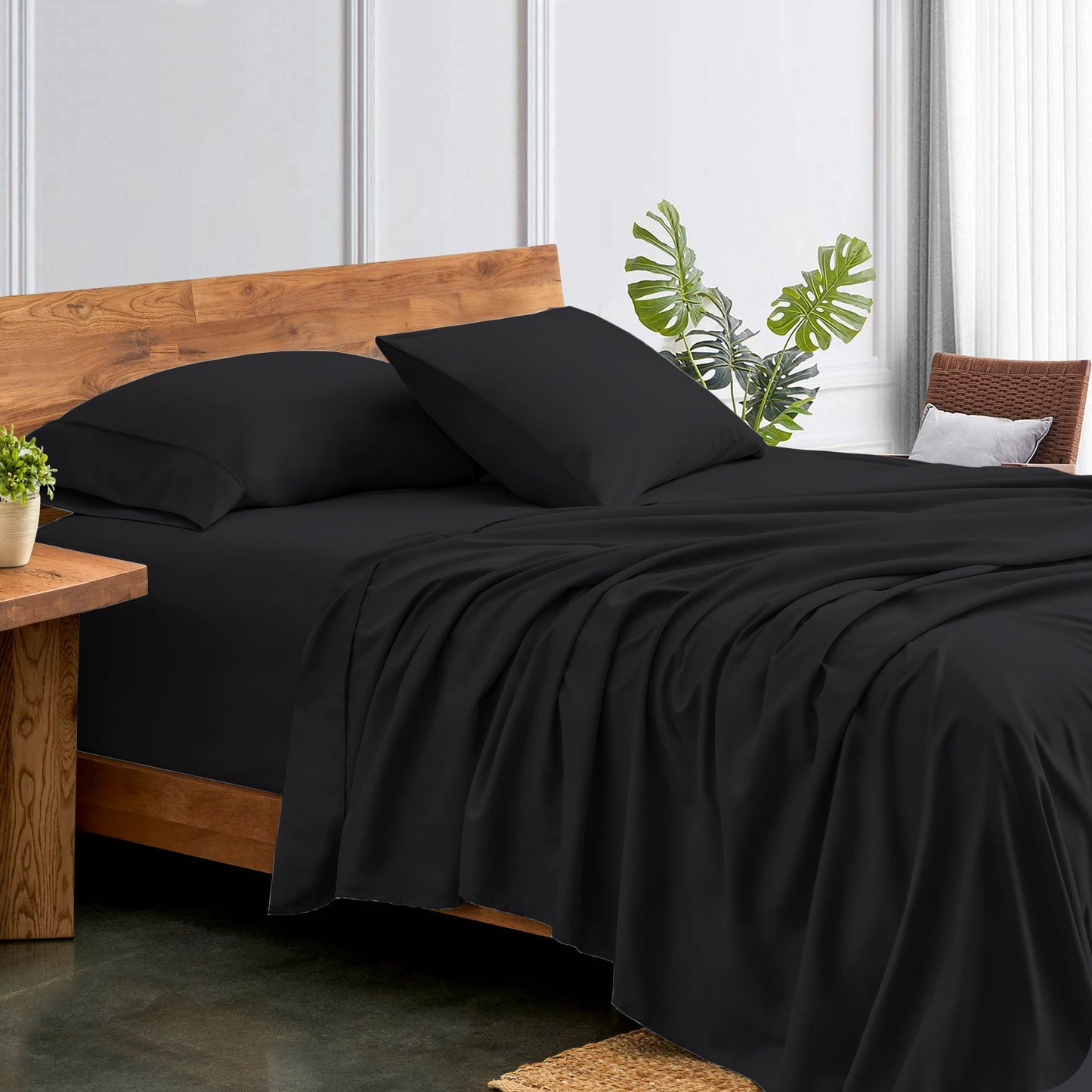 800TC 100% Organic Cotton 4pc Sheet Set -18"" Deep Pocket ( 1 Fitted , 1 Flat & 4 Pillowcases )