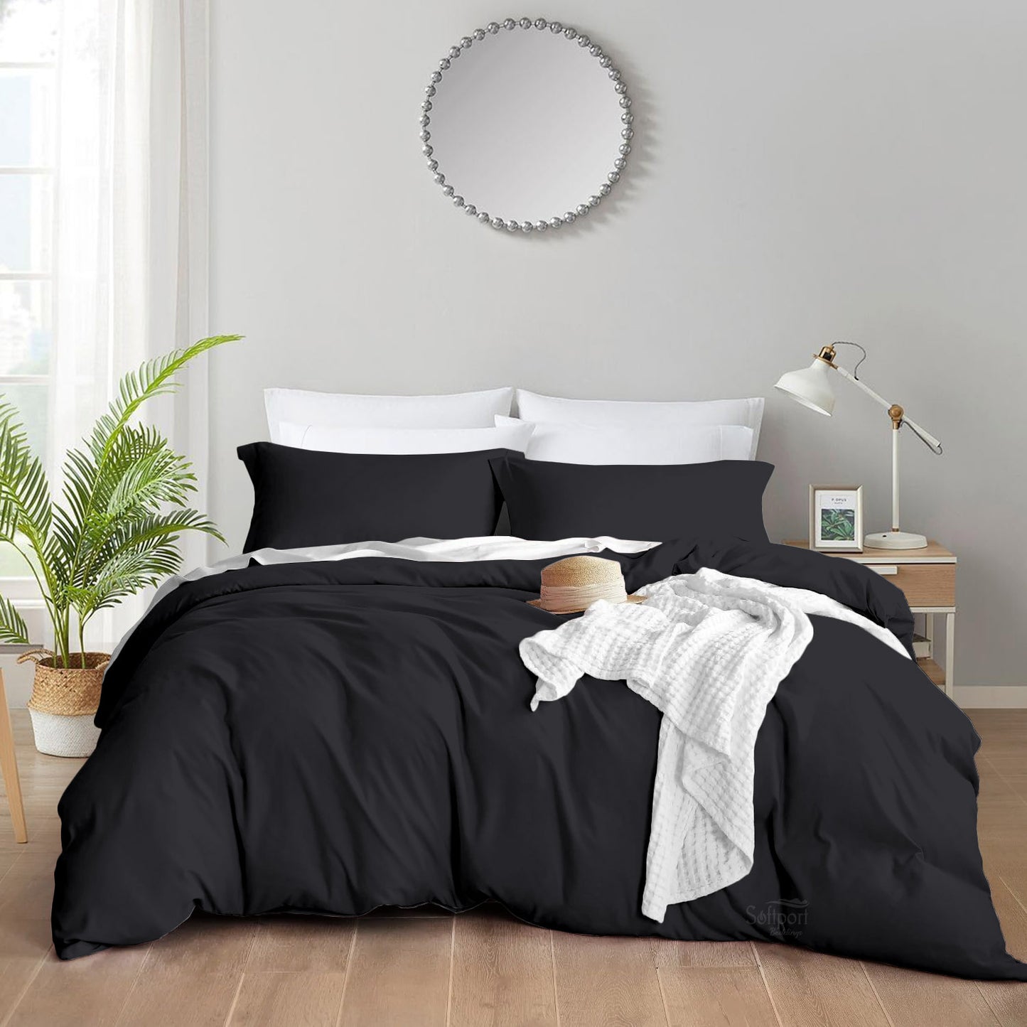800TC 100% Organic Cotton 3pc Duvet Cover Set with Zipper Closure & Corner Ties