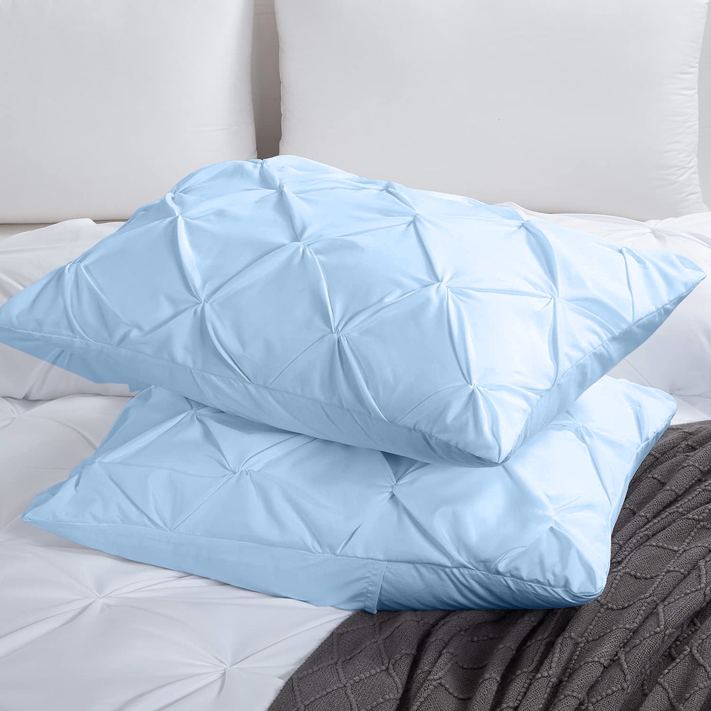 800TC 100% Organic Cotton Set of 2PC Pinch Pleated Pillow Cases Envelope Closure