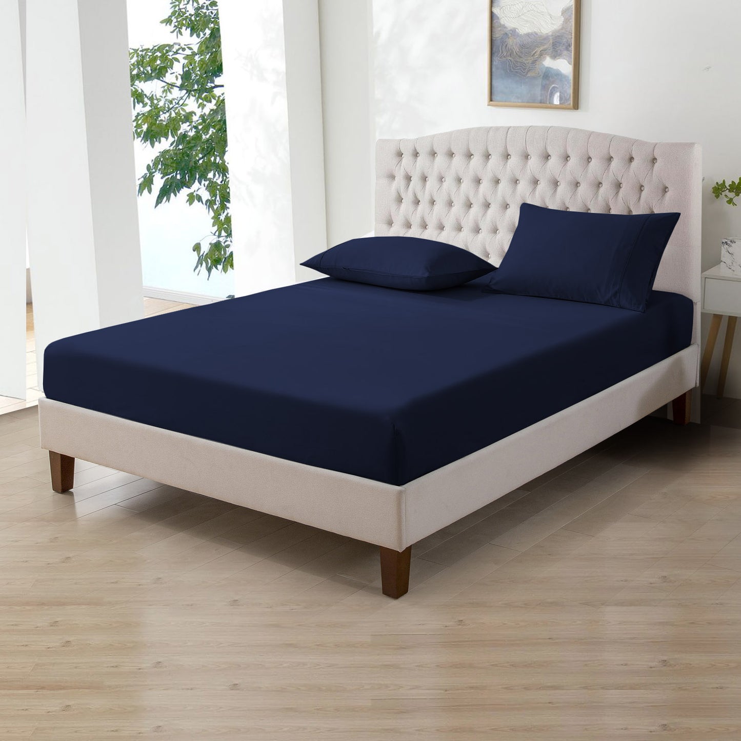 800TC 100% Organic Cotton 3pc Fitted Sheet 18" Deep Pocket ( 1 Fitted & 2 Pillowcases )