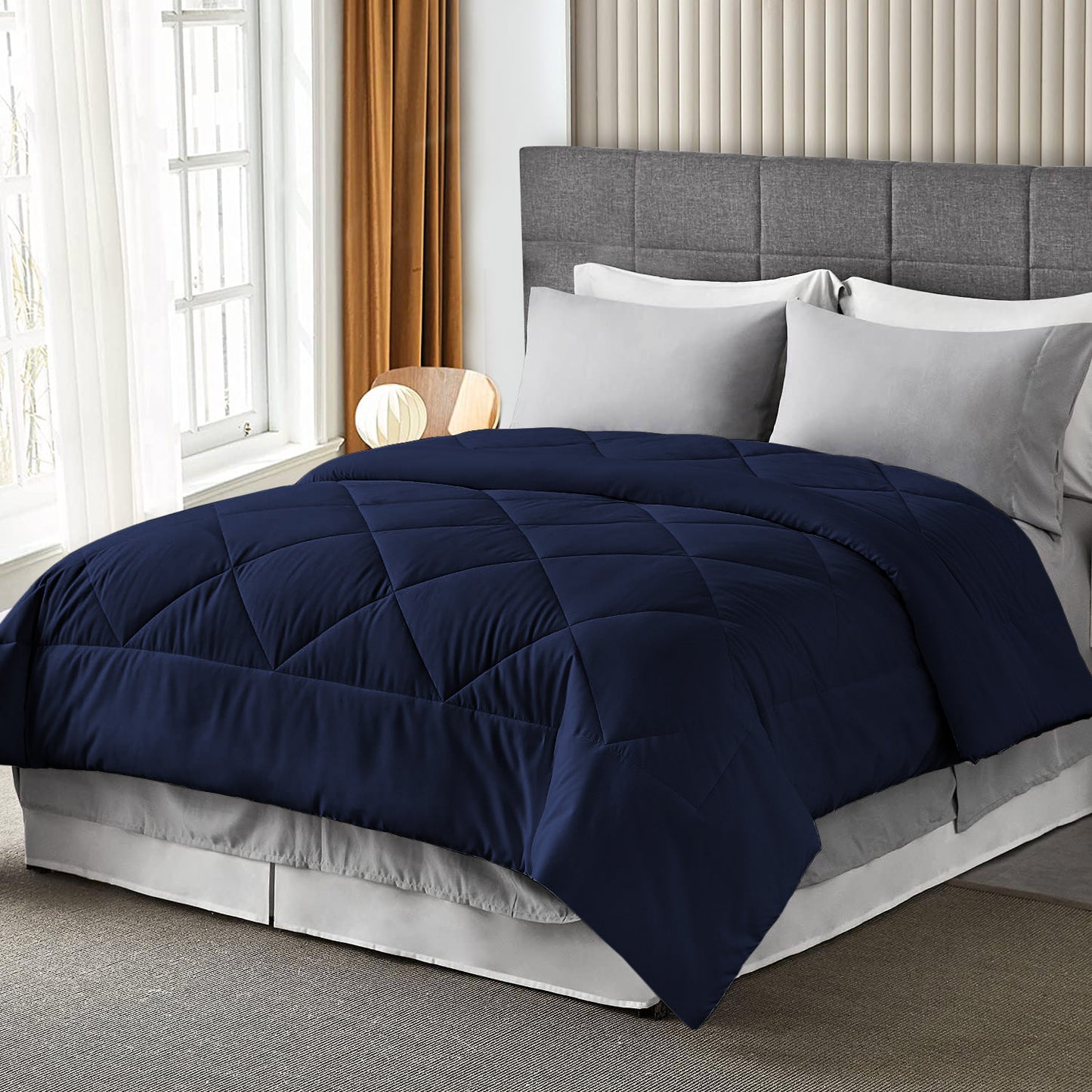 400TC 100% Organic Cotton All Season Export Quality 1pc Comforter, 300GSM, 700+ Fill Power, 45 oz Fill Weight
