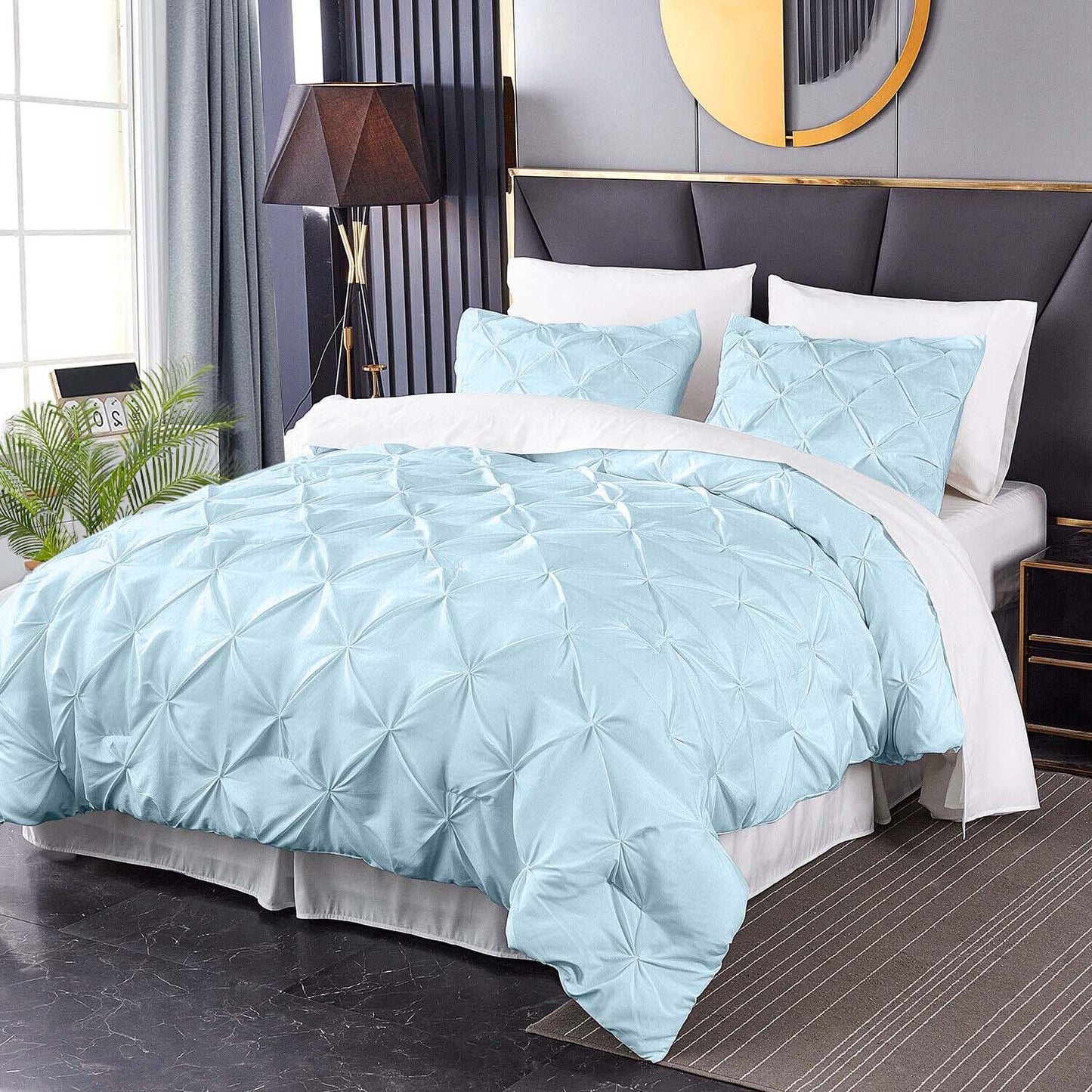 Premium Brushed Microfiber All Season Export Quality 1pc Pinch Pleated Comforter, 300GSM, 700+ Fill Power, 45 oz Fill Weight