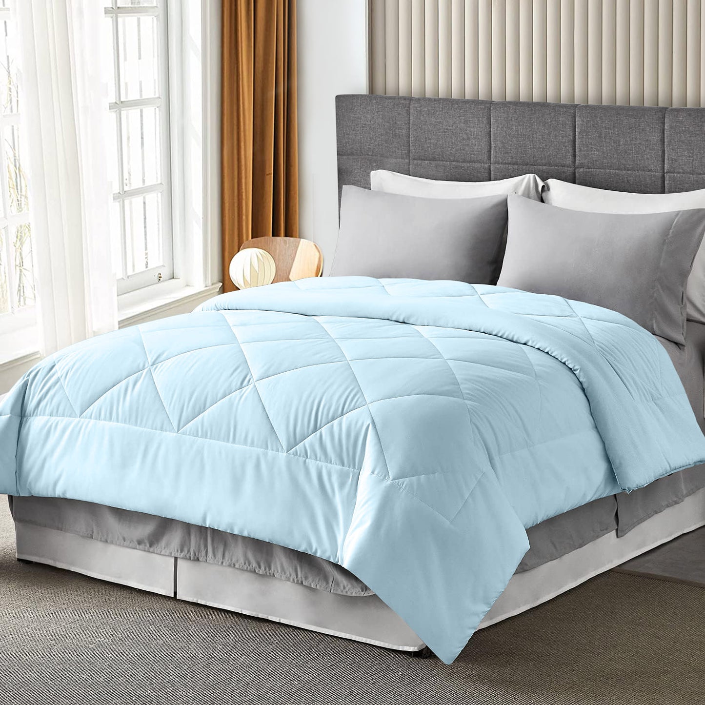 400TC 100% Organic Cotton All Season Export Quality 1pc Comforter, 300GSM, 700+ Fill Power, 45 oz Fill Weight