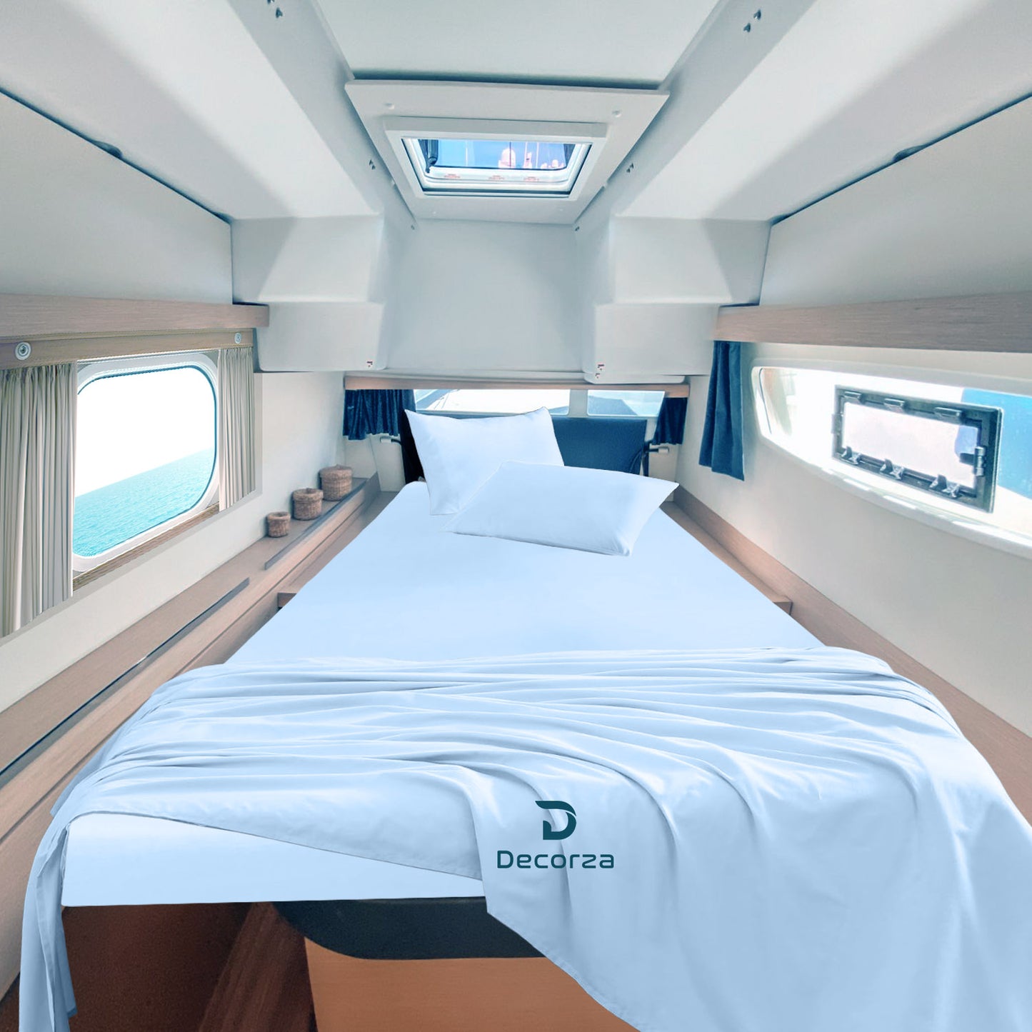 800TC 100% Organic Cotton 4pc Boat Bed Sheet Set -10" Deep Pocket ( 1 Fitted , 1 Flat & 4 Pillowcases )