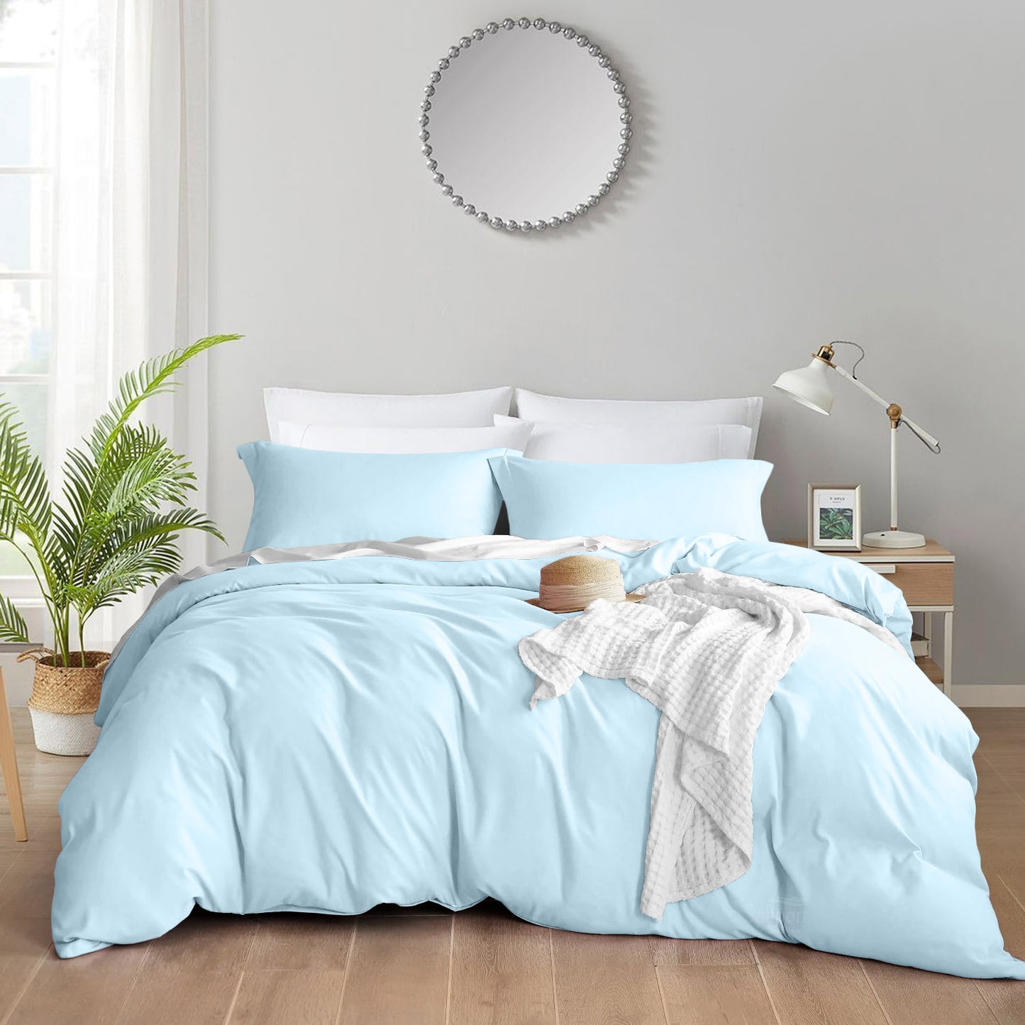 800TC 100% Organic Cotton 1pc Duvet Cover Set with Zipper Closure & Corner Ties