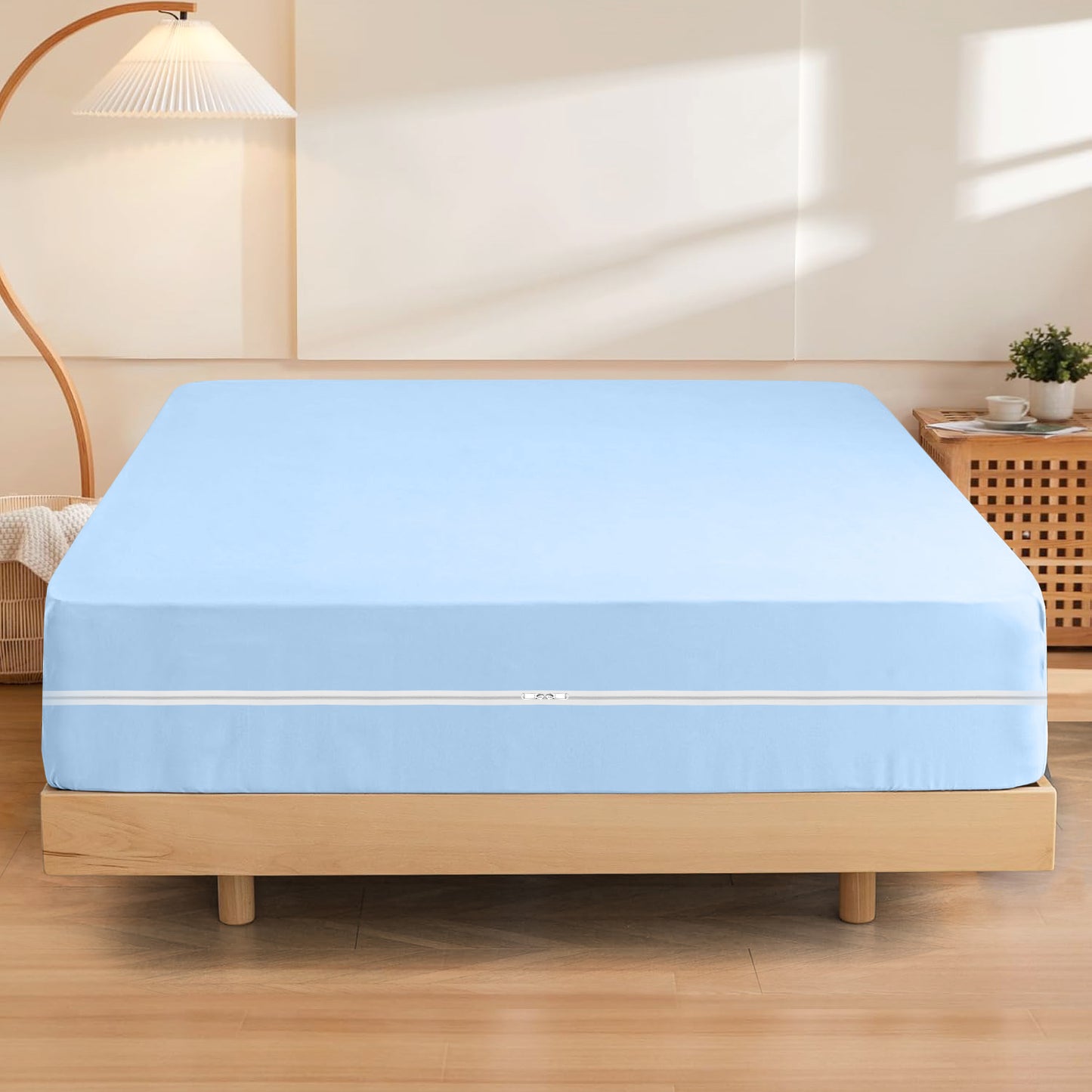 Premium Brushed Microfiber 1pc Zipper Fitted Sheet 8" Deep Pocket