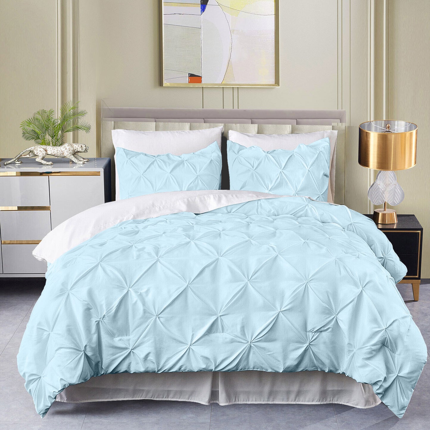 400TC 100% Organic Cotton All Season Export Quality 1pc Pinch Pleated Comforter, 300GSM, 700+ Fill Power, 45 oz Fill Weight