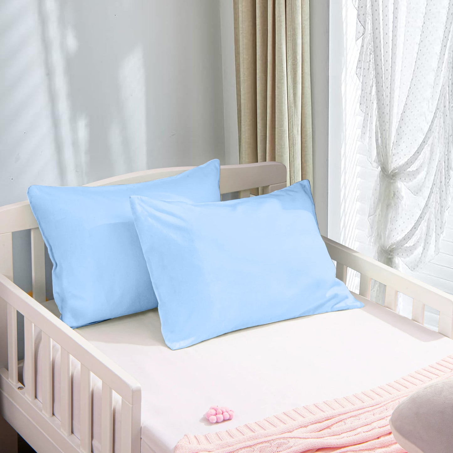 800TC 100% Organic Cotton Set of 2 Toddler/Travel Pillow Cases Zipper Closure