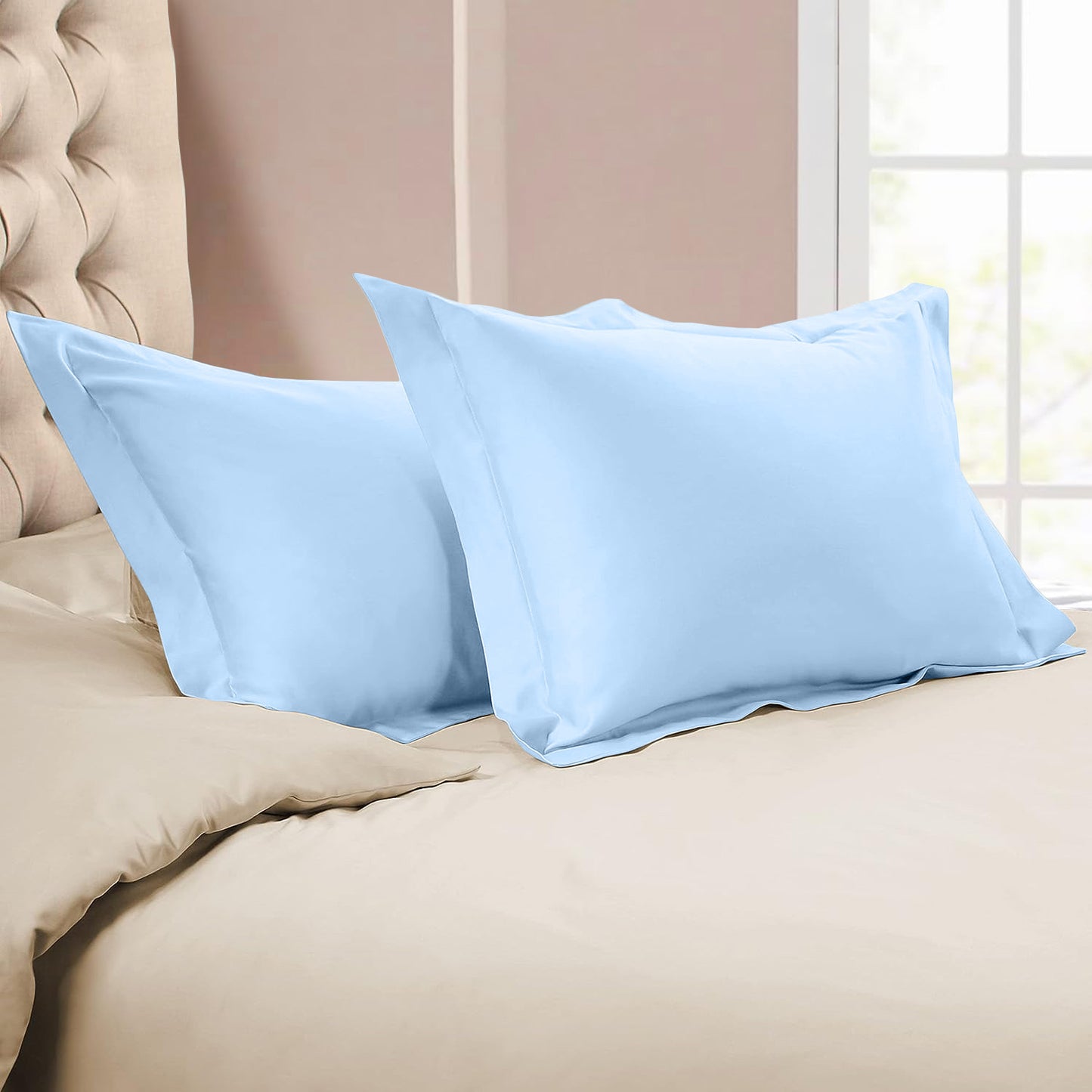 800TC 100% Organic Cotton Pillow Shams Set o f 2 - Envelope Closure