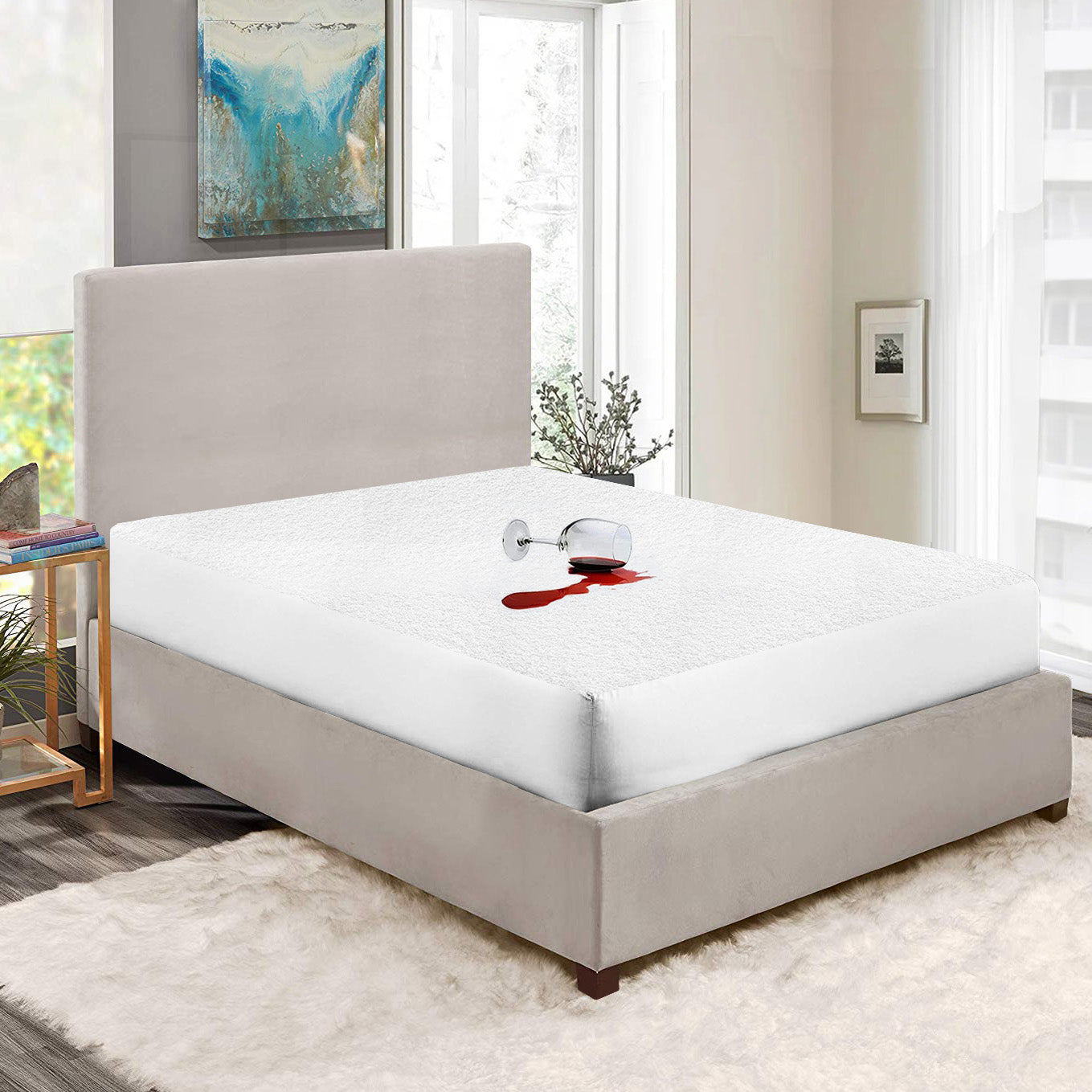 100% Cotton Organic Mattress Protector Fitted Style - Hypoallergenic Bed