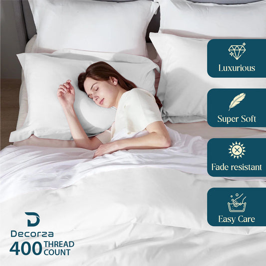 400TC 100% Organic Cotton 3pc Duvet Cover Set with Zipper Closure & Corner Ties