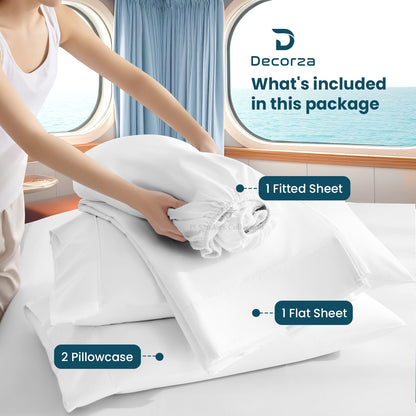 800TC 100% Organic Cotton 4pc Boat Bed Sheet Set -10" Deep Pocket  ( 1 Fitted , 1 Flat & 4 Pillowcases )