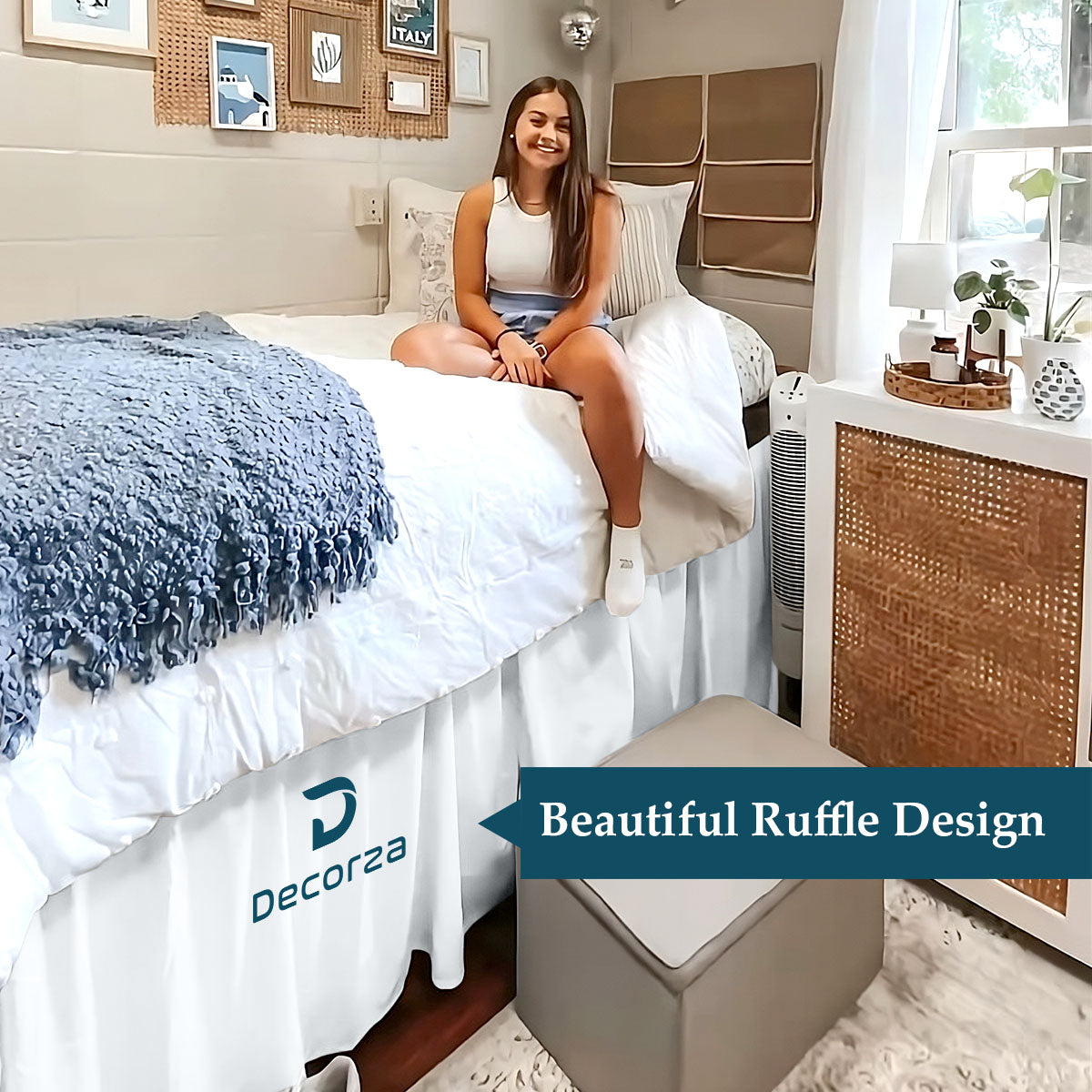 Premium Brushed Microfiber College Dorm 1pc Bedskirt All Drop/Size