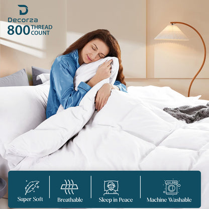 800TC 100% Organic Cotton 5pc Duvet Cover Set with Zipper Closure & Corner Ties
