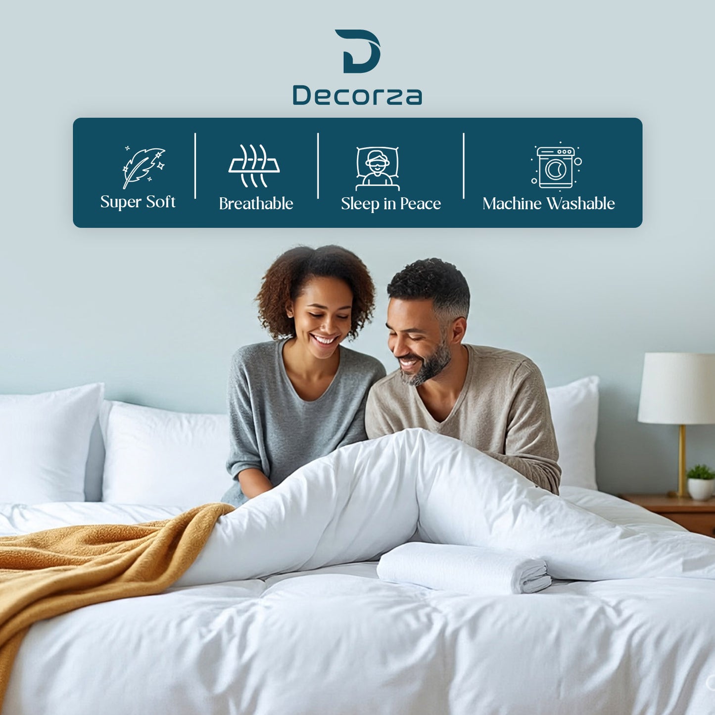 Premium Brushed Microfiber 1pc Duvet Cover Set with Zipper Closure & Corner Ties
