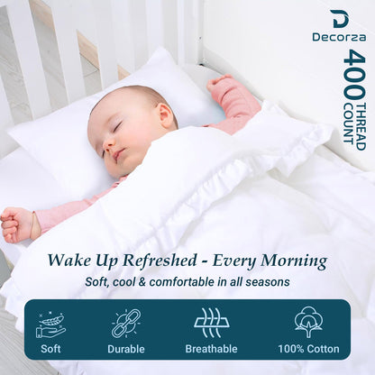 400TC 100% Organic Cotton Set of 2 Toddler/Travel Pillow Cases Zipper Closure