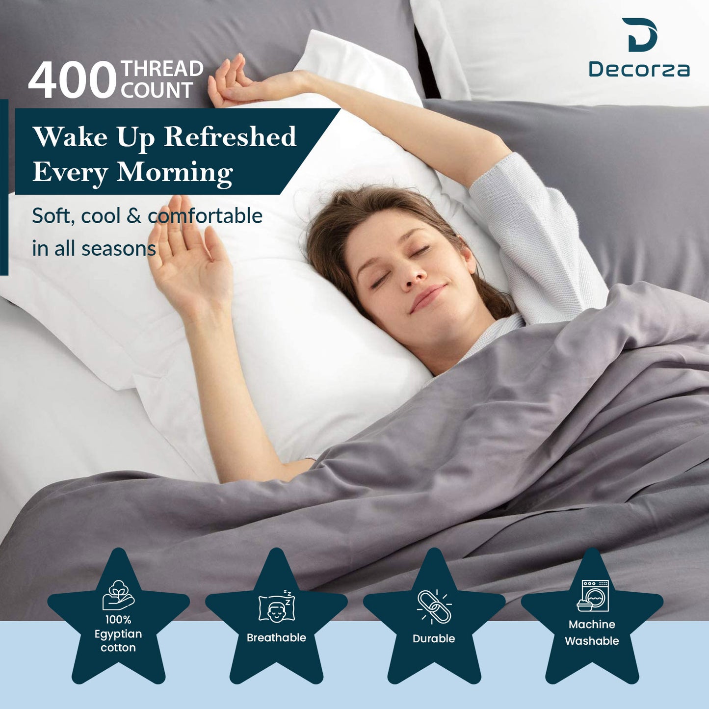 400TC 100% Organic Cotton European Pillow Shams Set o f 2 - Envelope Closure