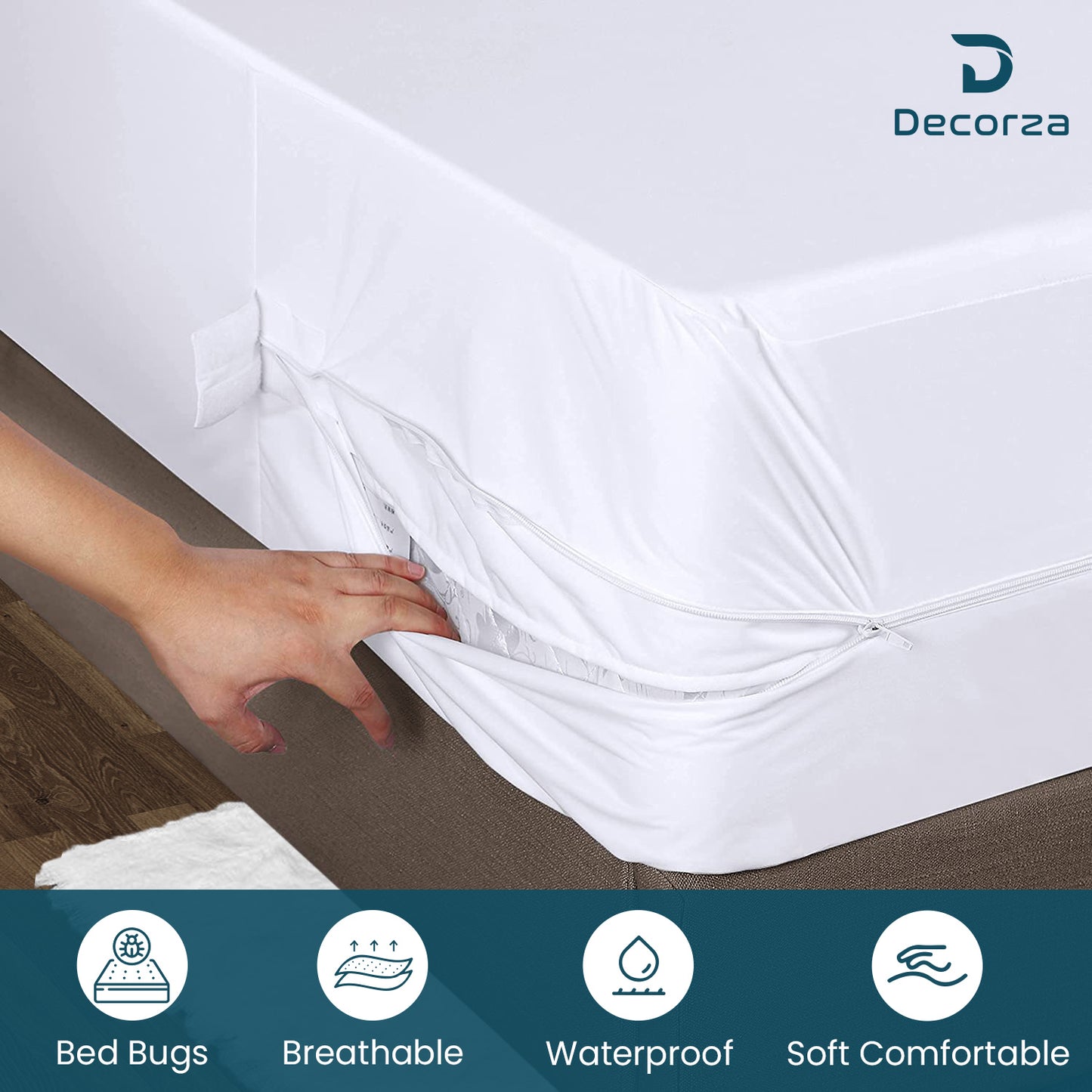 100% Cotton Organic Mattress Protector Zippered - Hypoallergenic Bed Encasement