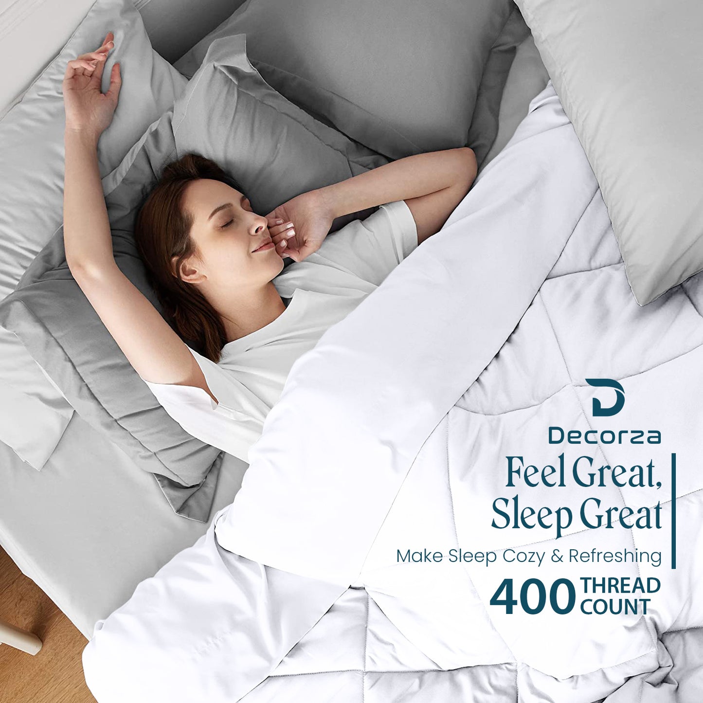400TC 100% Organic Cotton All Season Export Quality 1pc Comforter, 300GSM, 700+ Fill Power, 45 oz Fill Weight