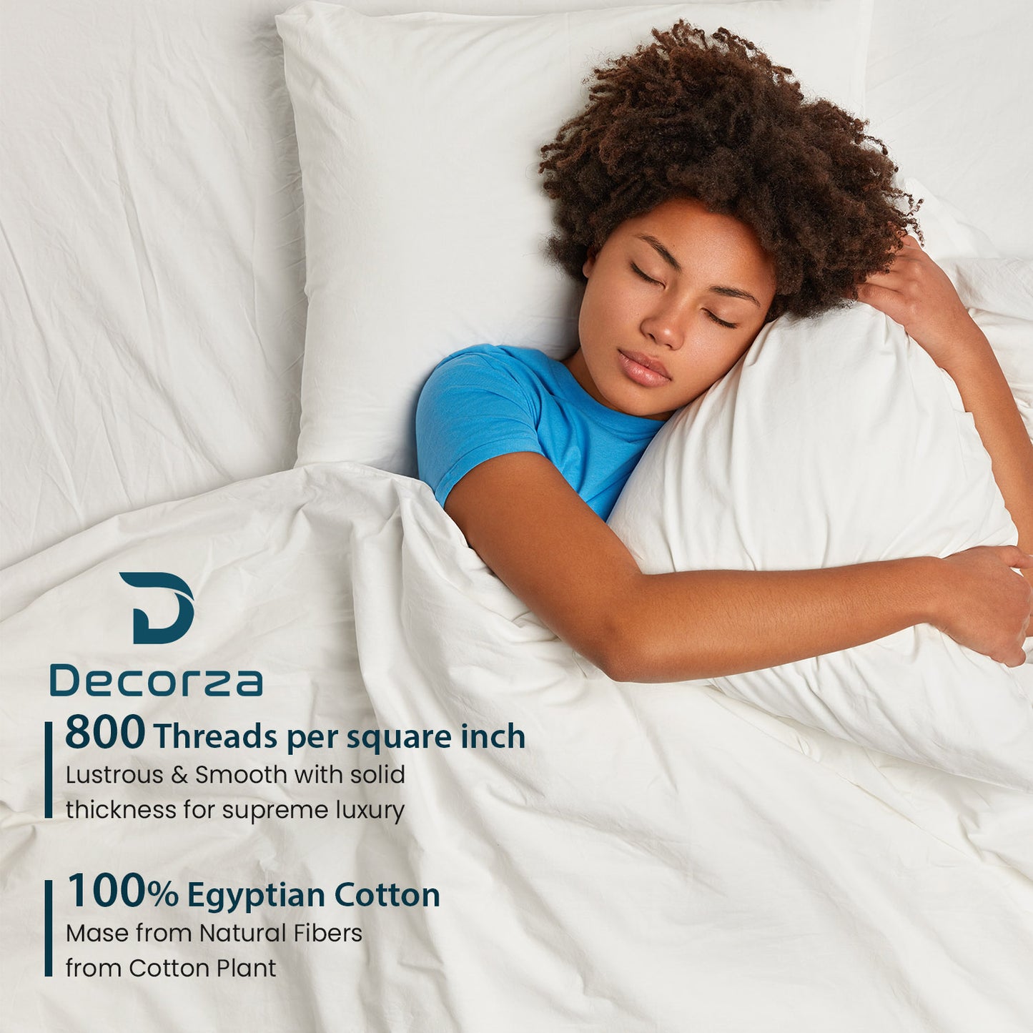 800TC 100% Organic Cotton 4pc Sheet Set -18"" Deep Pocket  ( 1 Fitted , 1 Flat & 4 Pillowcases )