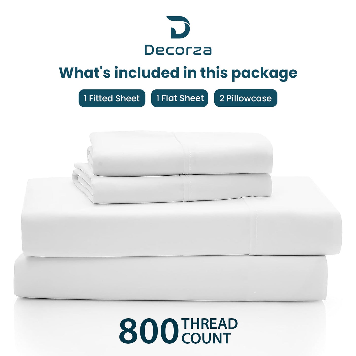 800TC 100% Organic Cotton 4pc Split Head Flex Sheet Set -18"" Deep Pocket ( 1 Fitted , 1 Flat & 4 Pillowcases )