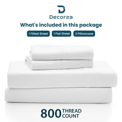 800TC 100% Organic Cotton 4pc Split Head Flex Sheet Set -18"" Deep Pocket ( 1 Fitted , 1 Flat & 4 Pillowcases )