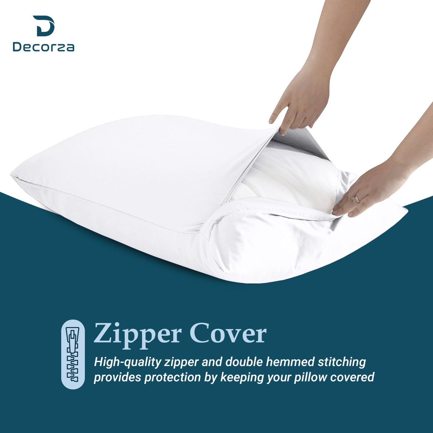 800TC 100% Organic Cotton Set of 2 Toddler/Travel Pillow Cases Zipper Closure