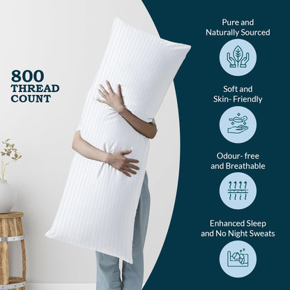800TC 100% Organic Cotton 1pc Body Pillow Cases Zipper Closure