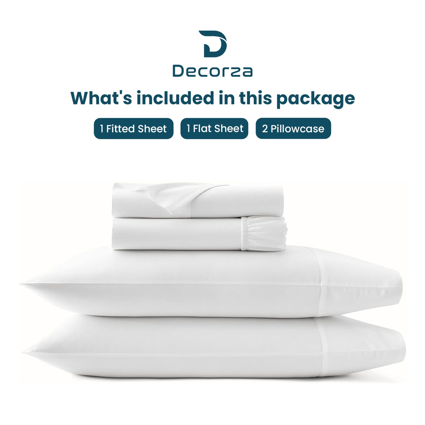 400TC 100% Organic Cotton 4pc Sheet Set -18"" Deep Pocket  ( 1 Fitted , 1 Flat & 2 Pillowcases )