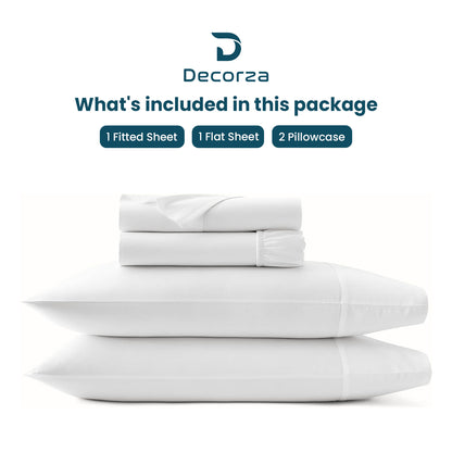 400TC 100% Organic Cotton 4pc Sheet Set -18"" Deep Pocket  ( 1 Fitted , 1 Flat & 2 Pillowcases )