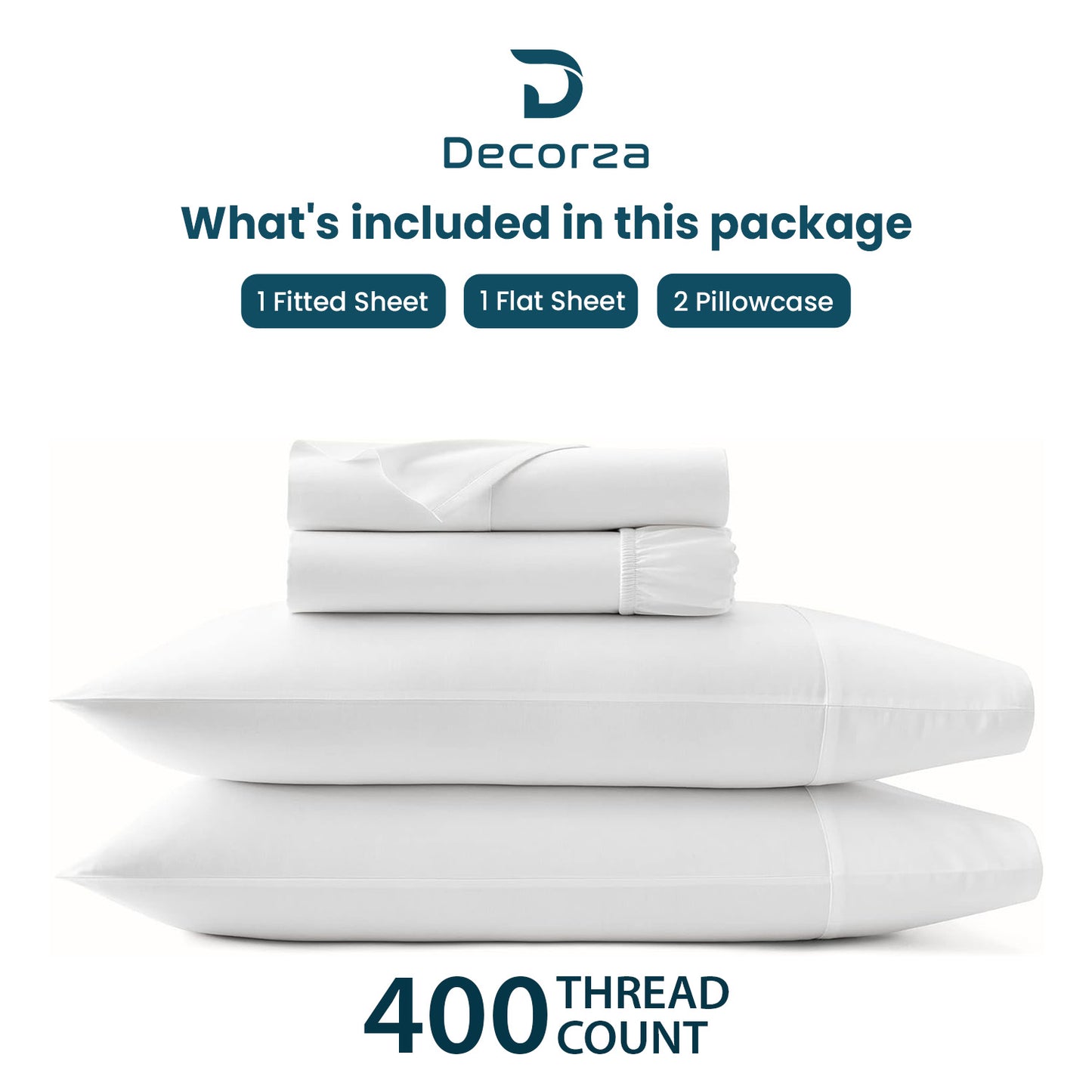 400TC 100% Organic Cotton 4pc Split Head Flex Sheet Set -18" Deep Pocket  ( 1 Fitted , 1 Flat & 4 Pillowcases )