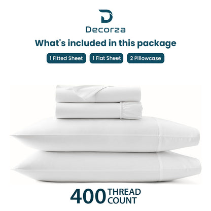 400TC 100% Organic Cotton 4pc Split Head Flex Sheet Set -18" Deep Pocket  ( 1 Fitted , 1 Flat & 4 Pillowcases )