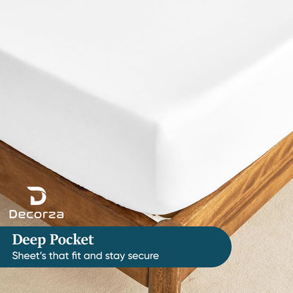 400TC 100% Organic Cotton 3pc Fitted Sheet 18" Deep Pocket ( 1 Fitted & 2 Pillowcases )