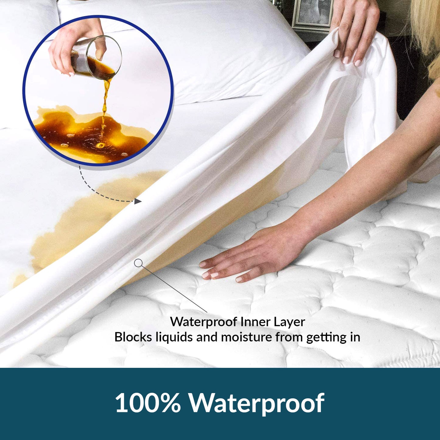 100% Cotton Organic Mattress Protector Zippered - Hypoallergenic Bed Encasement
