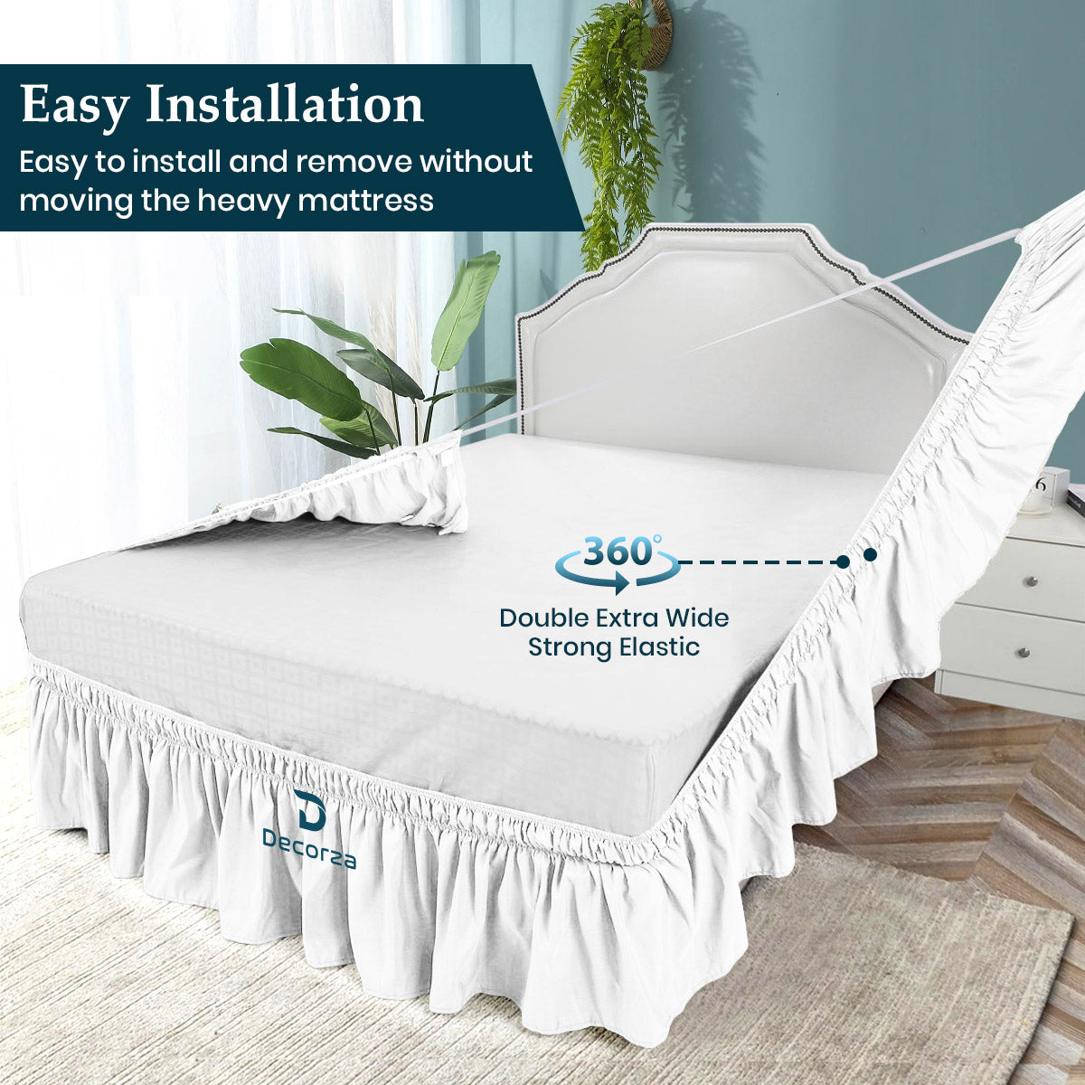 400TC 100% Organic Cotton Wrap Around Ruffled 1pc Bedskirt All Drop/Size