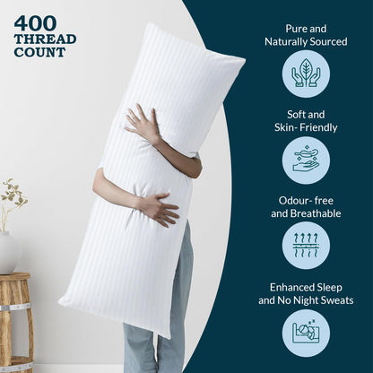 400TC 100% Organic Cotton 1pc Body Pillow Cases Zipper Closure