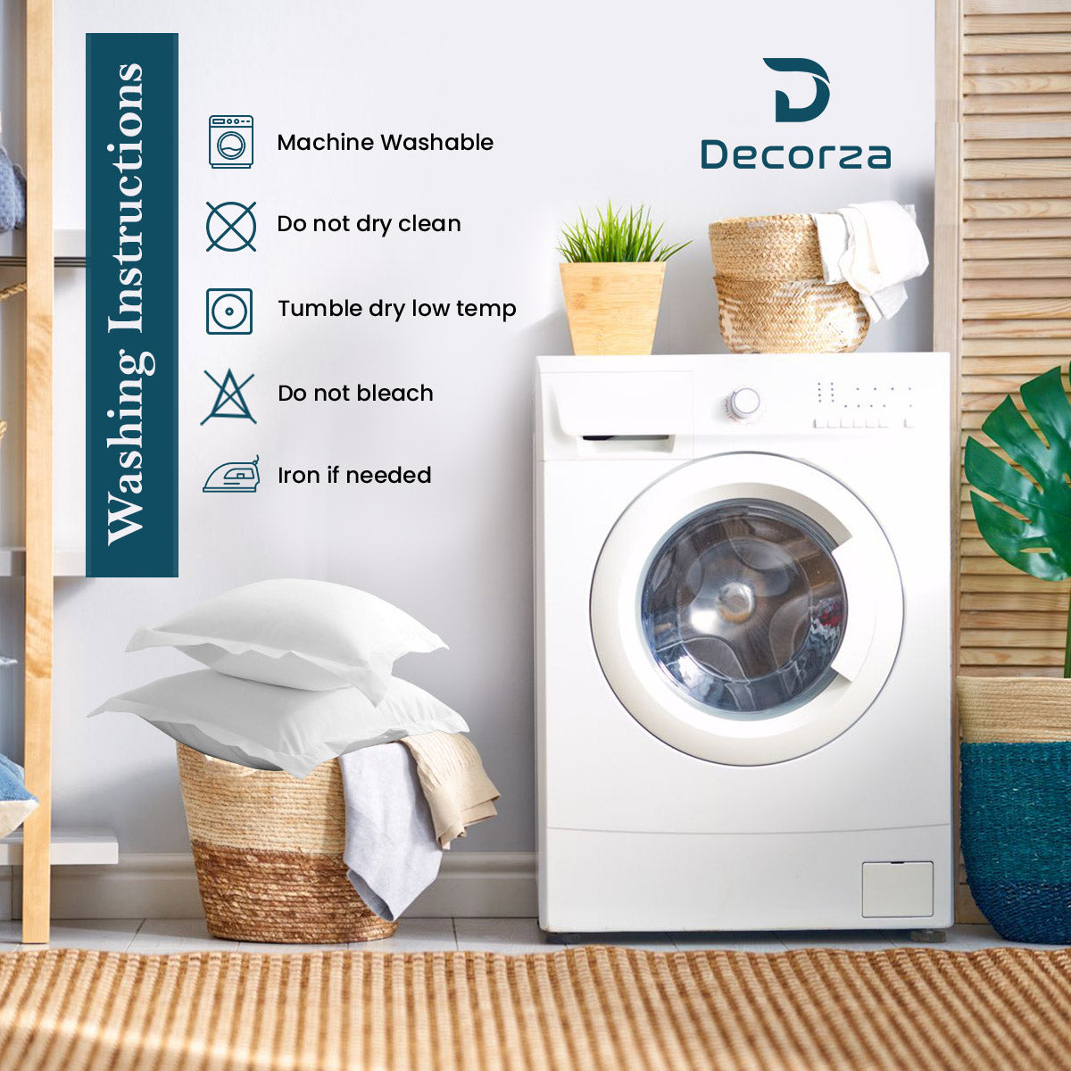 800TC 100% Organic Cotton Pillow Shams Set o f 2 - Envelope Closure