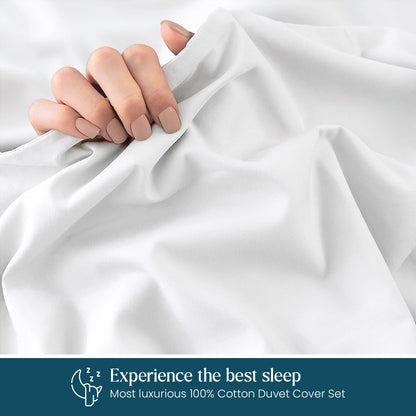 400TC 100% Organic Cotton 3pc Duvet Cover Set with Zipper Closure & Corner Ties