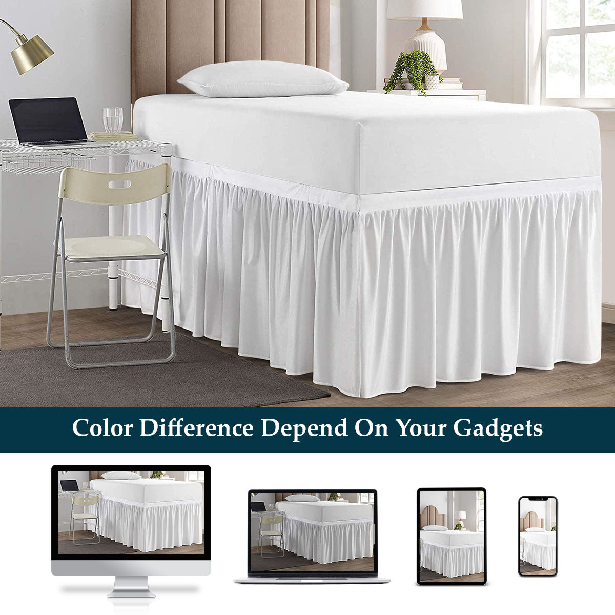 Premium Brushed Microfiber College Dorm 1pc Bedskirt All Drop/Size