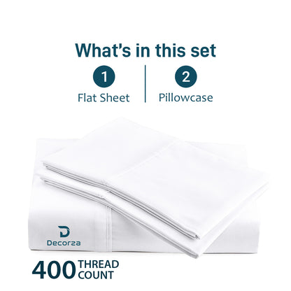 400TC 100% Organic Cotton 3pc Flat Sheet All Size/Colors ( 1 Flat & 2 Pillowcases )