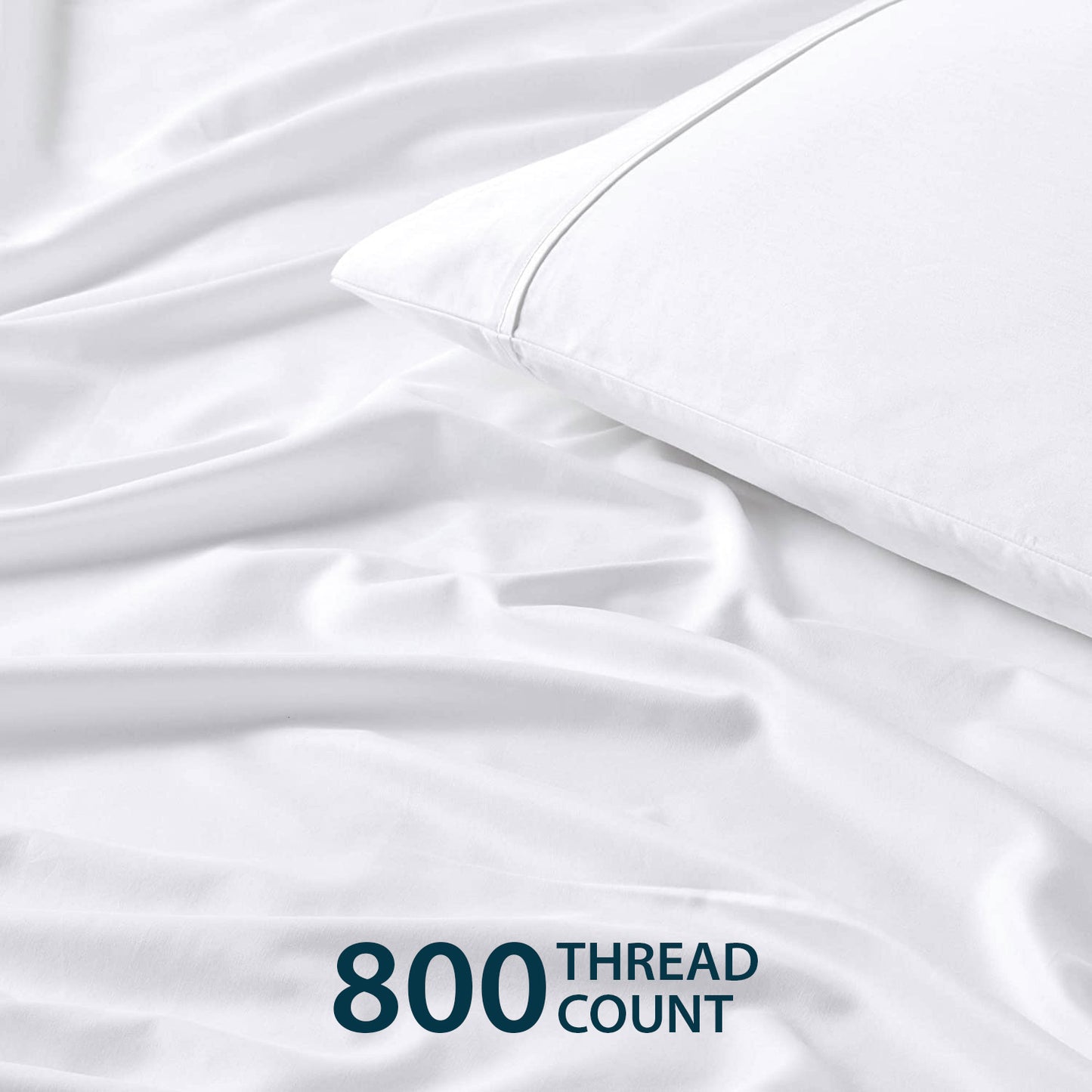 800TC 100% Organic Cotton 4pc Sheet Set -18"" Deep Pocket  ( 1 Fitted , 1 Flat & 4 Pillowcases )