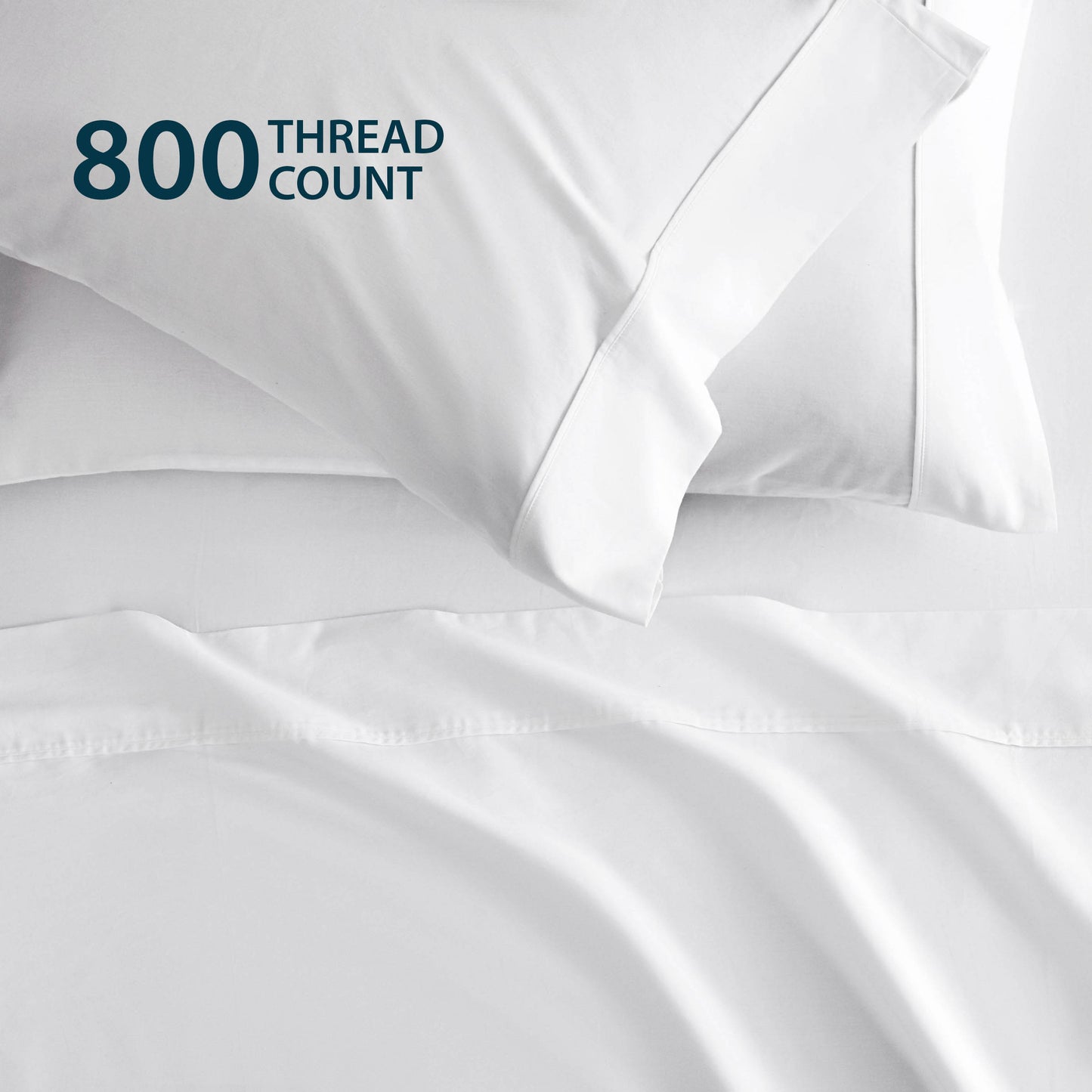 800TC 100% Organic Cotton 4pc Boat Bed Sheet Set -10" Deep Pocket  ( 1 Fitted , 1 Flat & 4 Pillowcases )