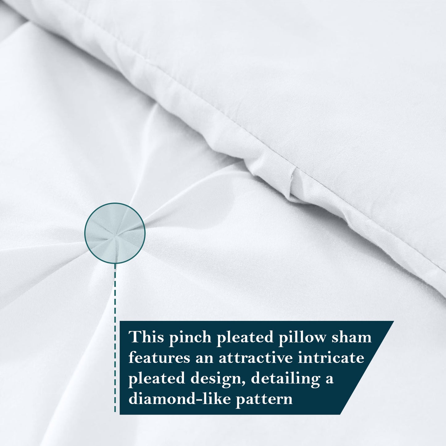 400TC 100% Organic Cotton Set of 2PC Pinch Pleated Pillow Cases Envelope Closure