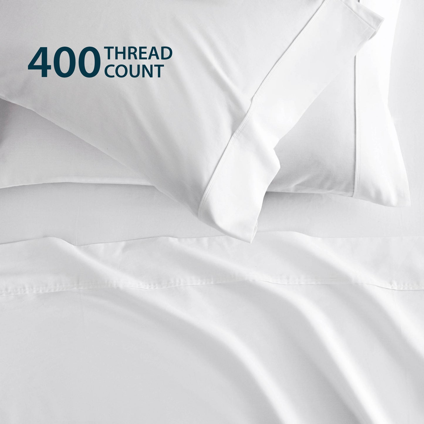 400TC 100% Organic Cotton 4pc Boat Bed Sheet Set -10" Deep Pocket  ( 1 Fitted , 1 Flat & 4 Pillowcases )