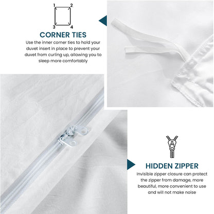 Premium Brushed Microfiber 1pc Duvet Cover Set with Zipper Closure & Corner Ties