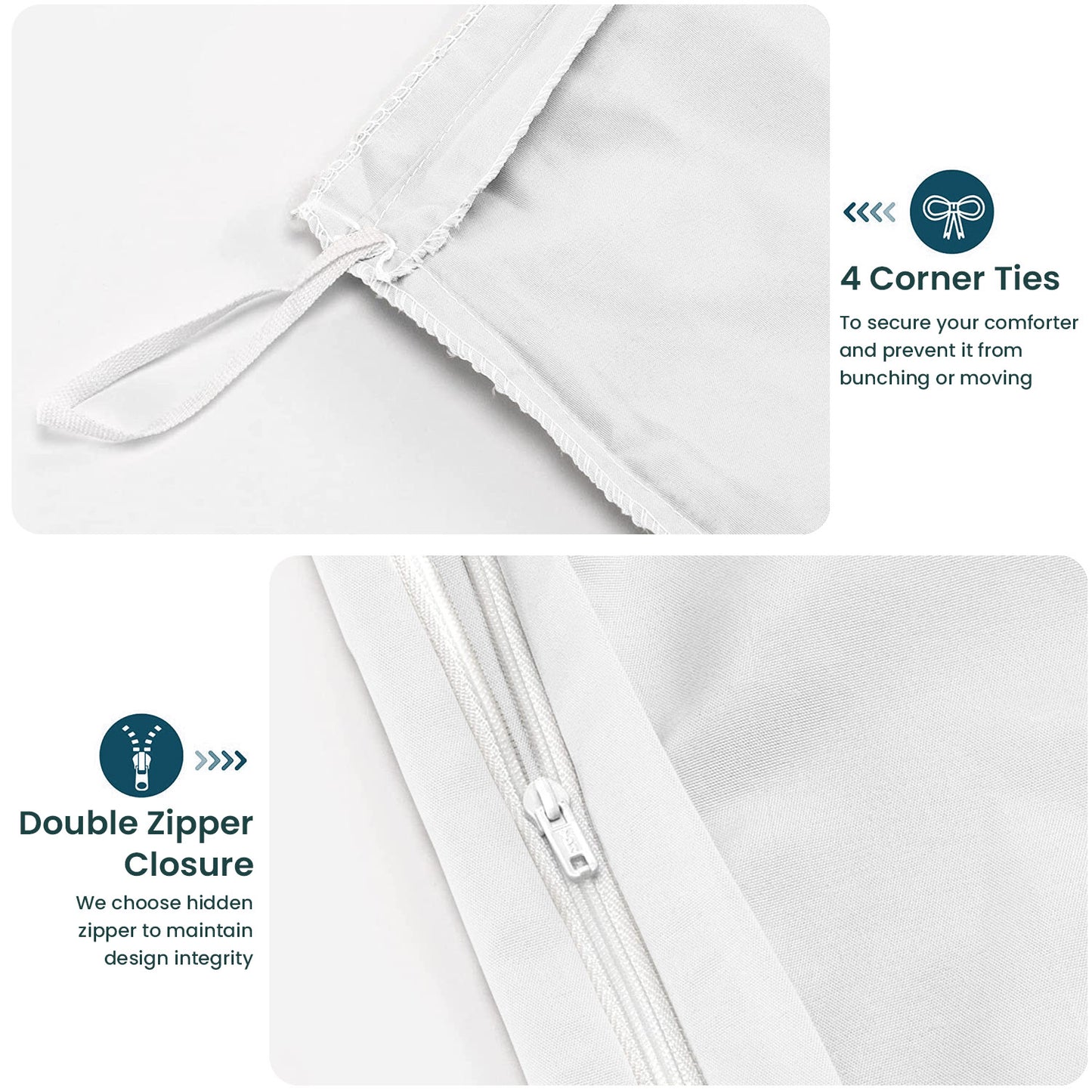 800TC 100% Organic Cotton 1pc Duvet Cover Set with Zipper Closure & Corner Ties