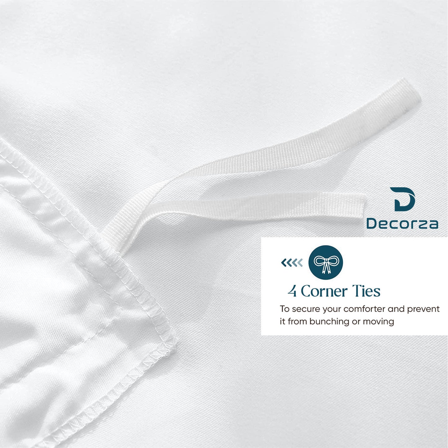 400TC 100% Organic Cotton 5pc Duvet Cover Set with Zipper Closure & Corner Ties
